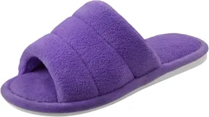 shevalues Terry Cloth Open Toe Slippers for Women Memory Foam Slip On House Slippers