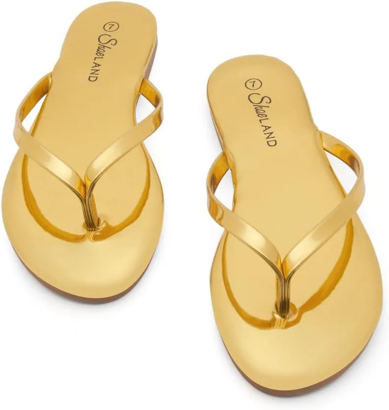 Shoe Land Flip Flops for Women 2025 - Memory Foam Slides & Flat Sandals | Ultra-Comfortable Thong Lightweight Summer Shoes for Beach, Pool & Dressy Outfits