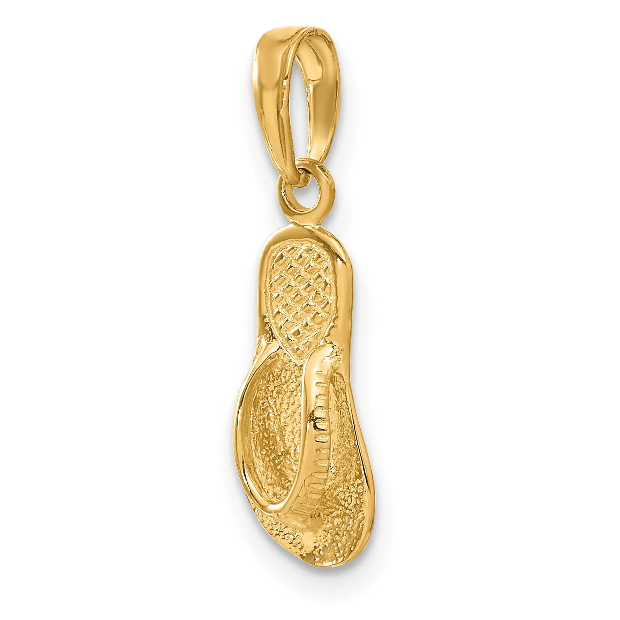 Single Flip Flop Charm Pendant in Real 14k Yellow Gold