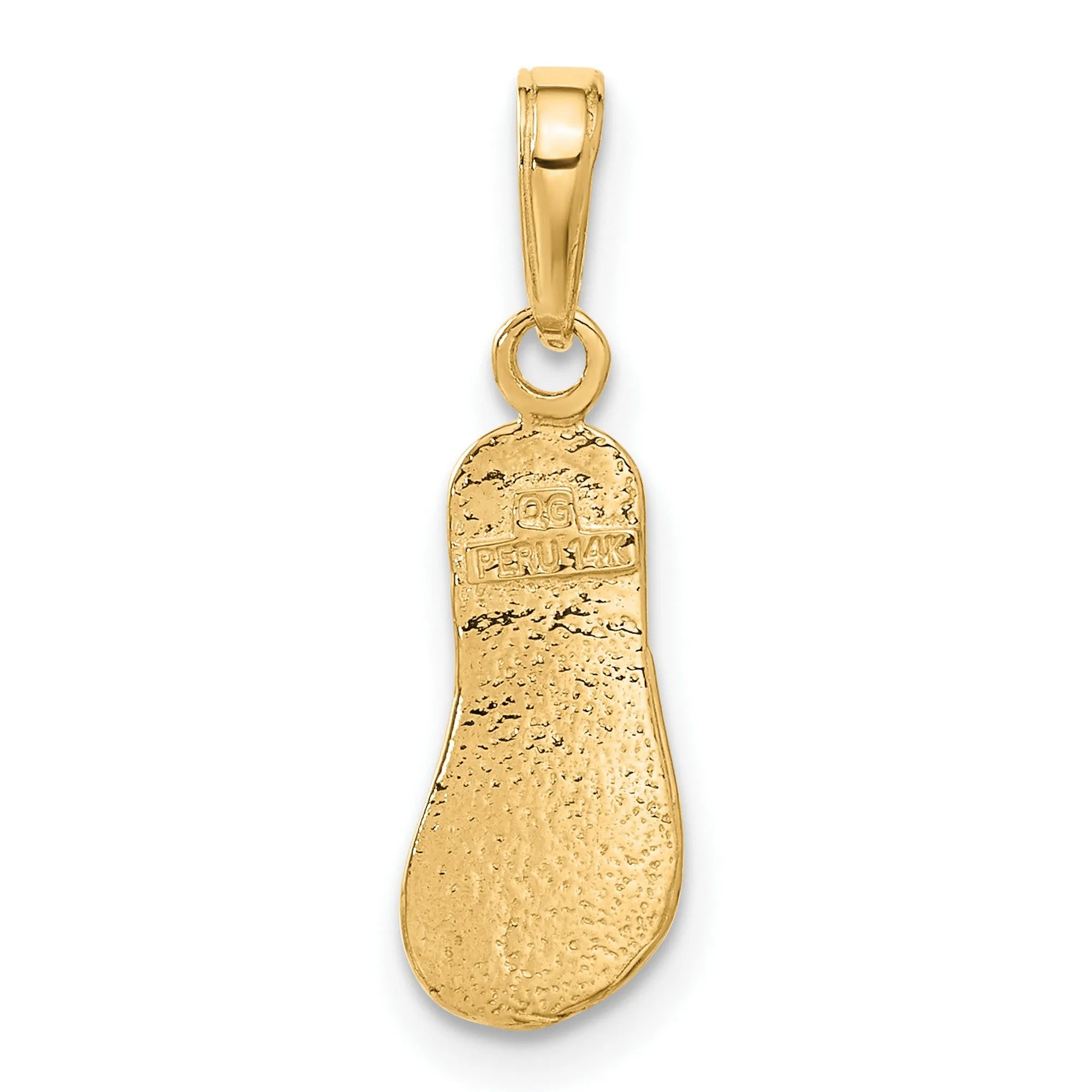 Single Flip Flop Charm Pendant in Real 14k Yellow Gold
