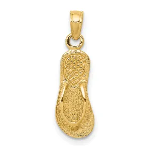 Single Flip Flop Charm Pendant in Real 14k Yellow Gold