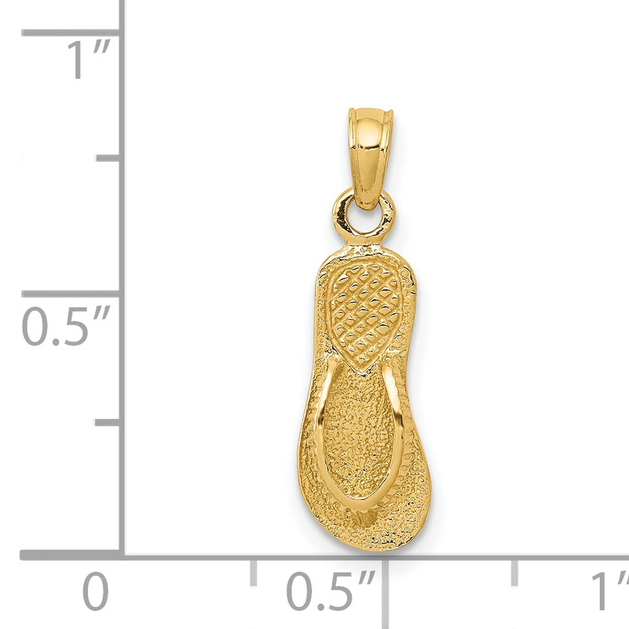 Single Flip Flop Charm Pendant in Real 14k Yellow Gold