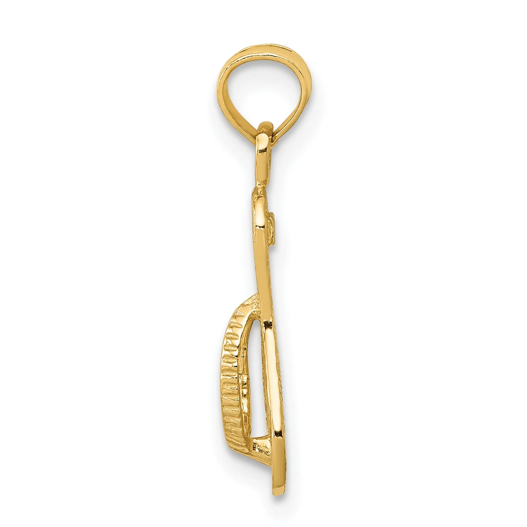 Single Flip Flop Charm Pendant in Real 14k Yellow Gold