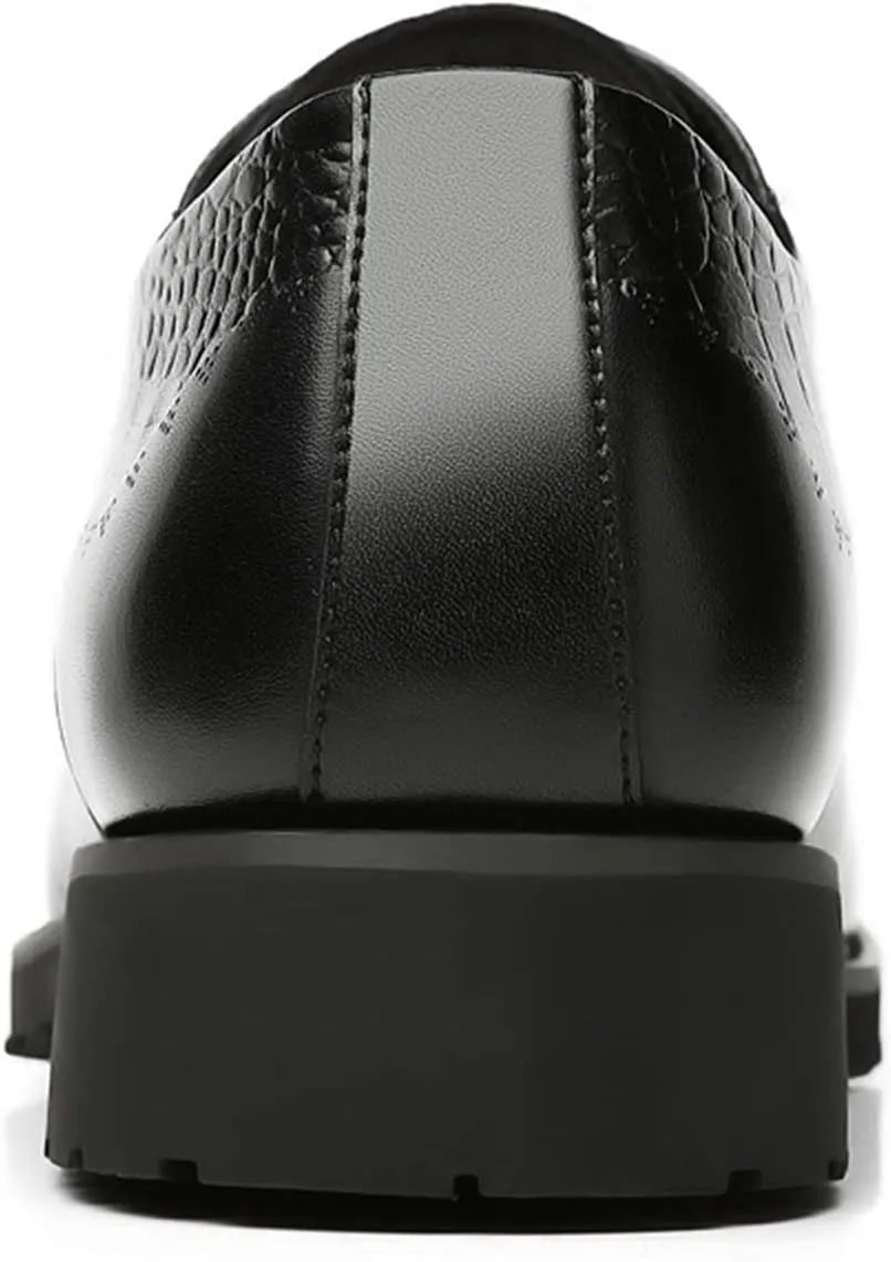 Single Season Dress Oxford Shoes for Men Lace Up Crocodile Embossed Derby Shoes Brogues Burnish Round Toe Vegan Leather Anti-Slip Rubber Sole Non Slip Low Top Prom Very Popular Among Youn