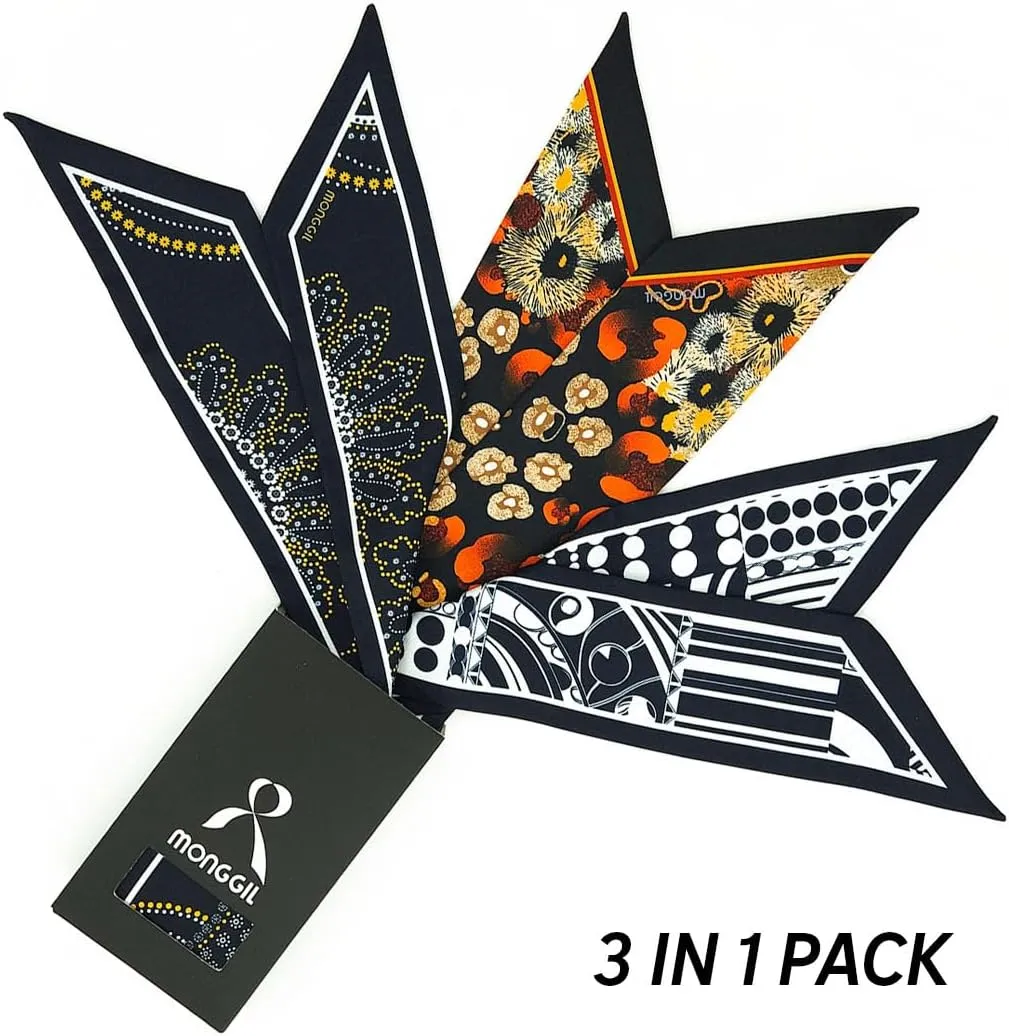 Skinny Scarf 3 Pack Silk Neck Scarf Headband Hair band Ribbon Handbag Women's Fashion Scarves