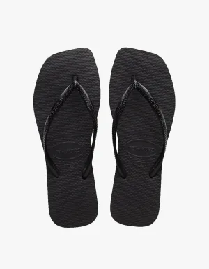 Slim Square Solid Jandals - Black
