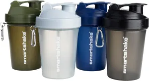 Smartshake Lite 4-Pack Protein Shaker Bottle 400 ml | 13.5 oz - Leakproof Screw-on Lid - BPA Free – Unisex - Mist Grey, Army Green, Black, Navy Blue