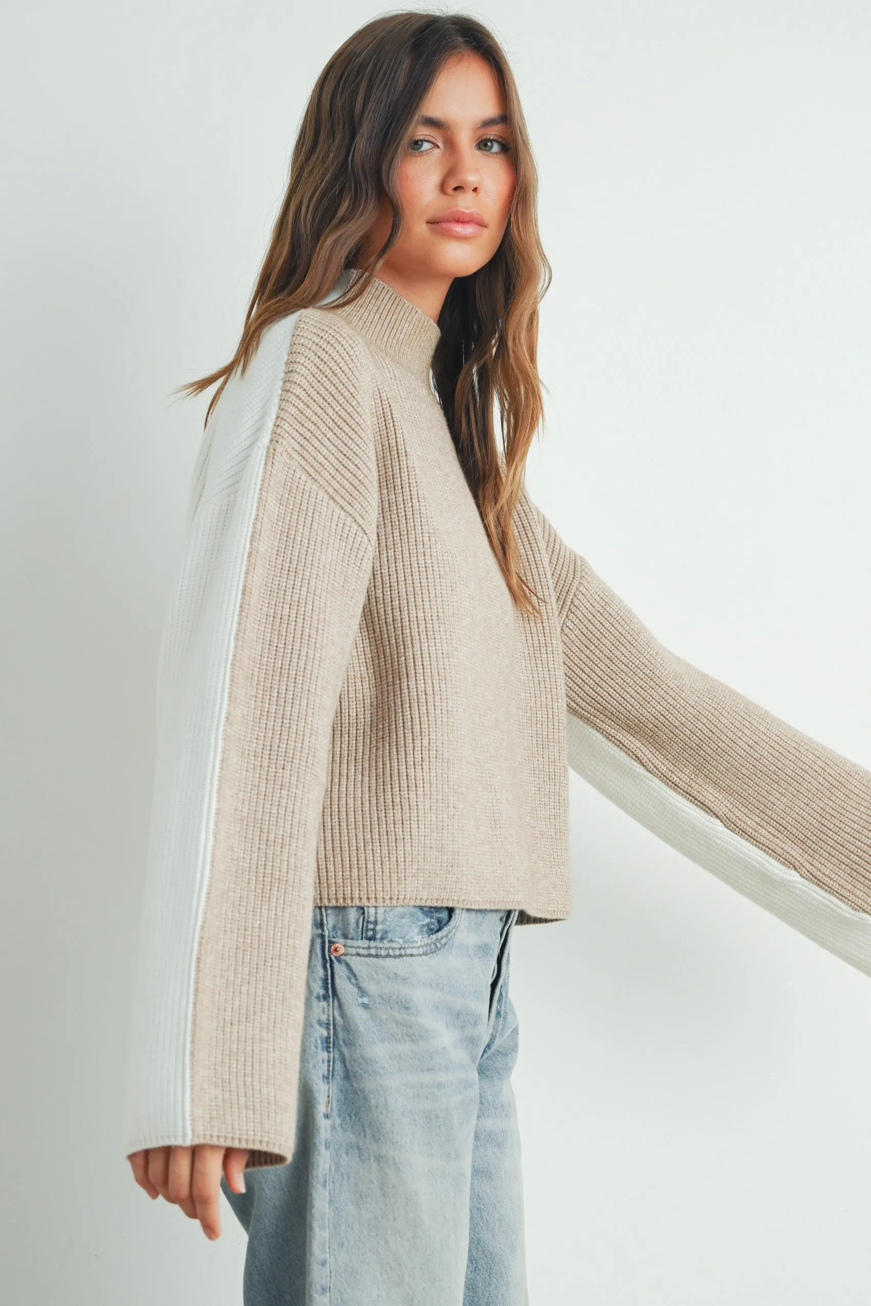 Soft Contrast Knit Sweater
