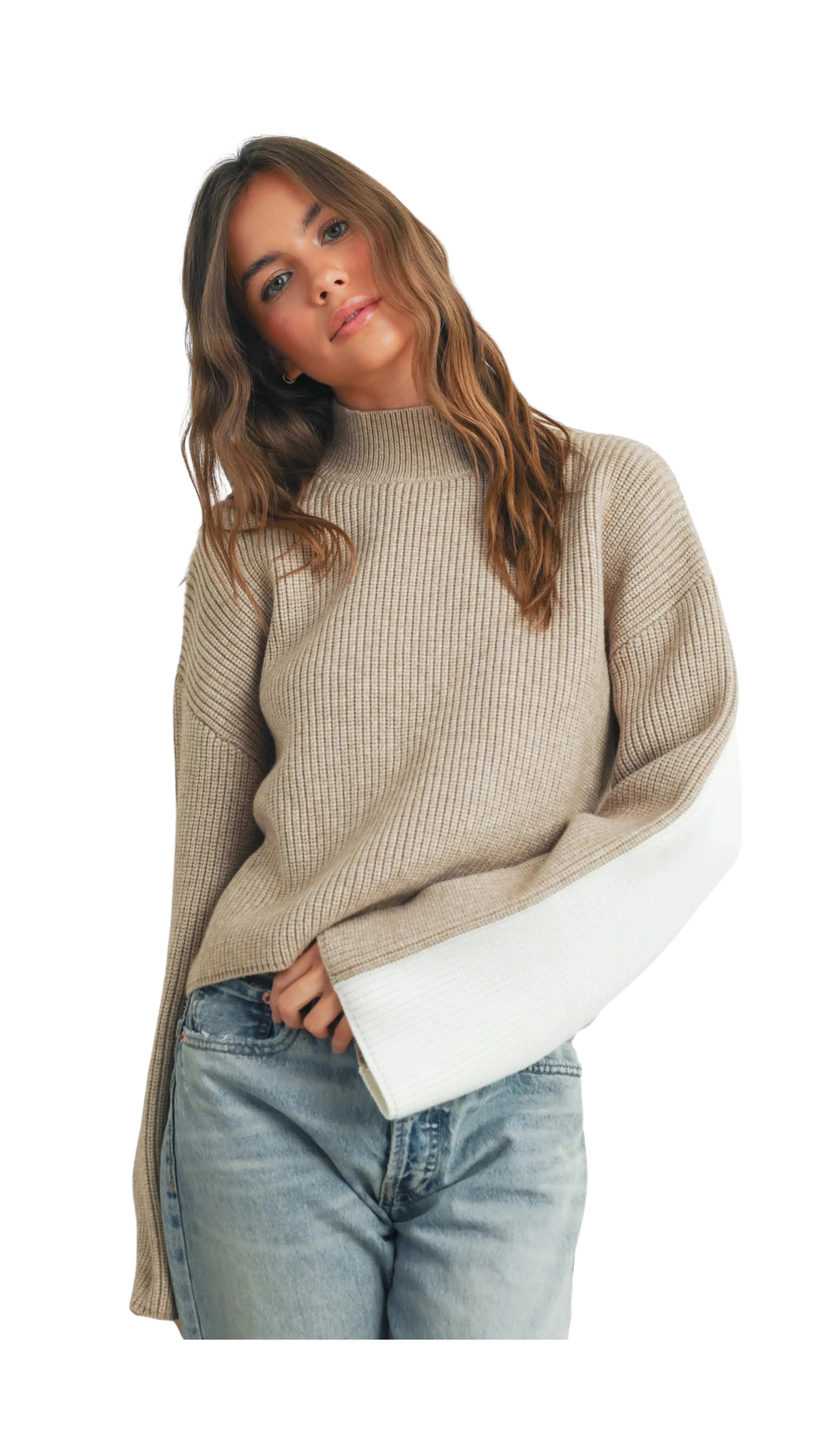 Soft Contrast Knit Sweater