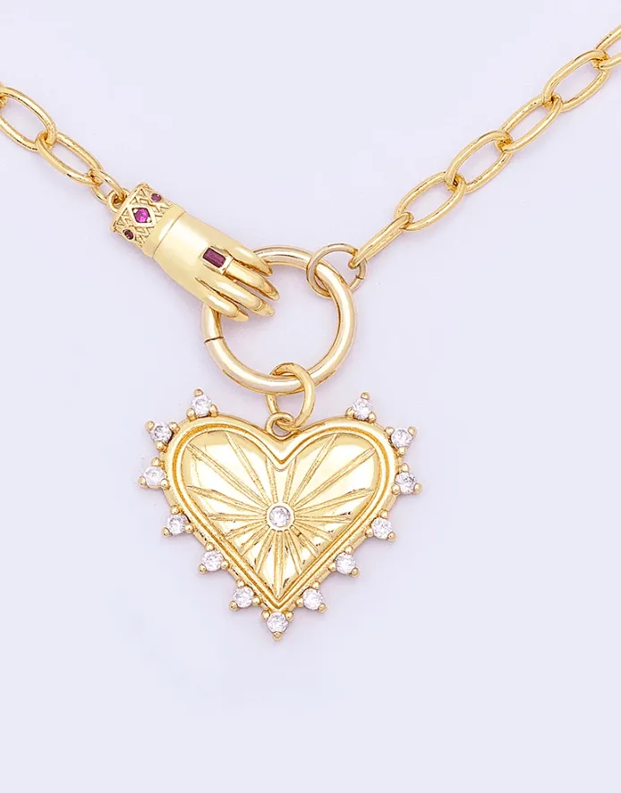 Soft Handed Heart Charm Necklace