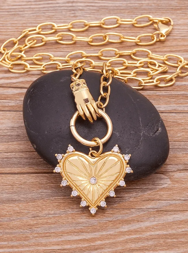 Soft Handed Heart Charm Necklace
