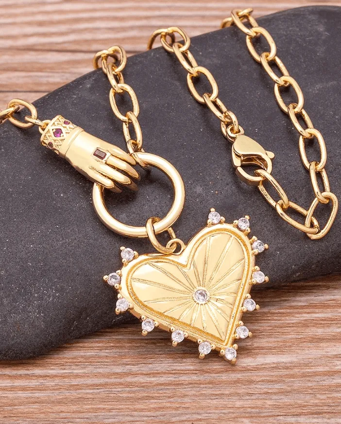 Soft Handed Heart Charm Necklace