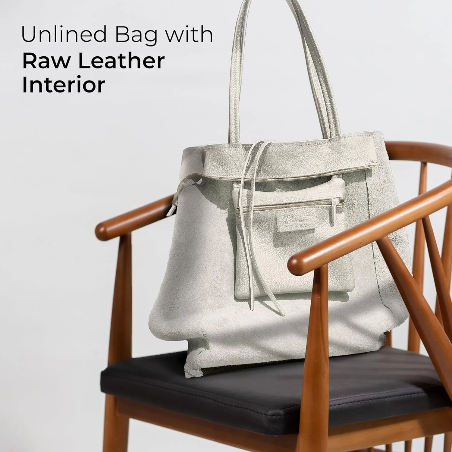 Soft Italian Genuine Calf Leather Tote Bag | Unstructured Unlined Shopper with Zipper, Inside Pocket & Flat Base
