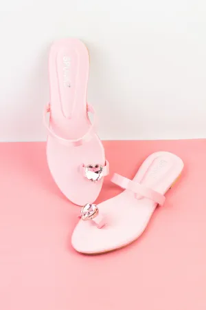Spunkz Pink Diamond Toe Ring Slip-On Slides - 11076