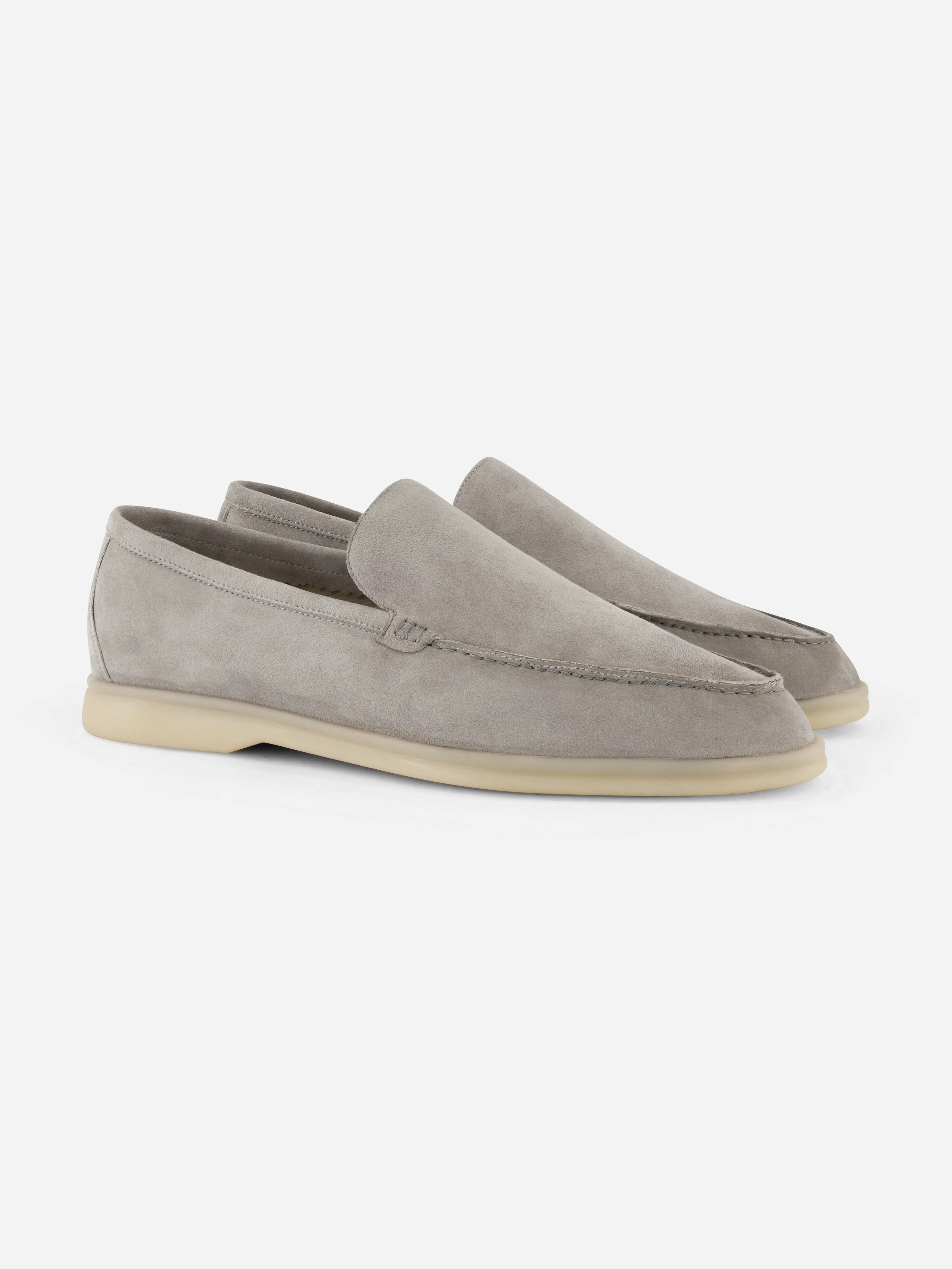 Suede Loafer Stone Gray Femme
