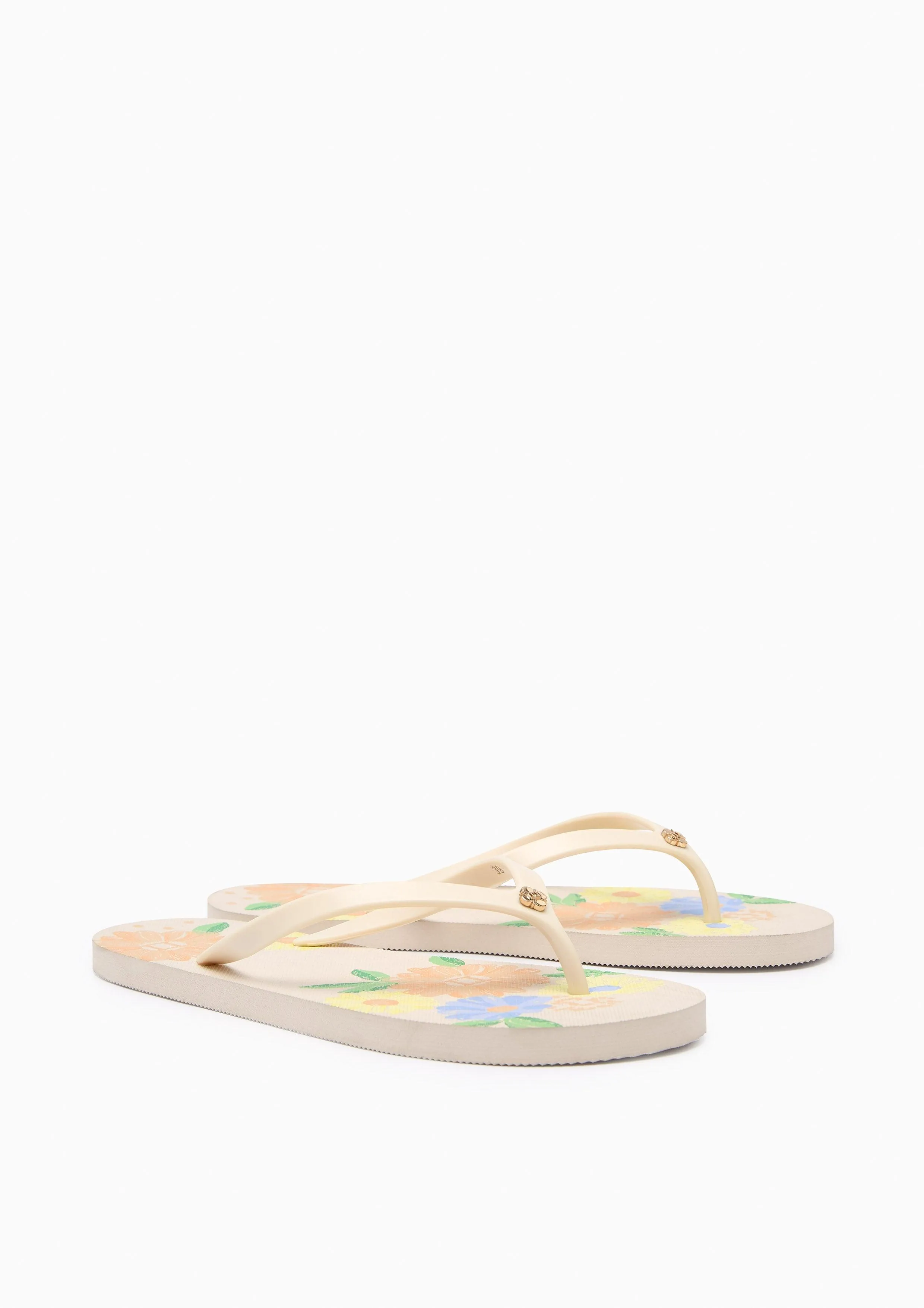 Summer Beach Flats And Sandals - Printed White