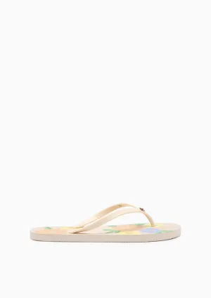 Summer Beach Flats And Sandals - Printed White