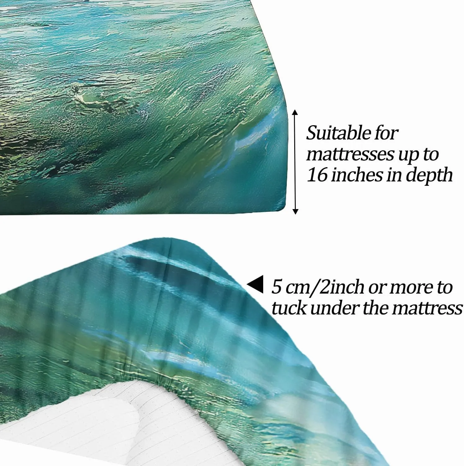 Surrealist Photography Surfing Printed Sheet Set King Microfiber Bedding Sheets & Pillowcases Soft 16" Extra Deep Pocket Wrinkle Fitted Bedsheet 4 Piece Surrealism