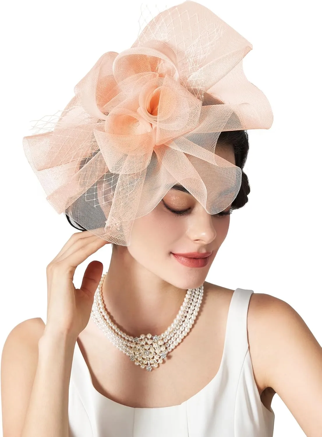 SWEETV Flower Fascinators Tea Party Hats for Women, Formal Headwear for Kentucky Derby, Cocktail, Wedding, Fancy Dress Party