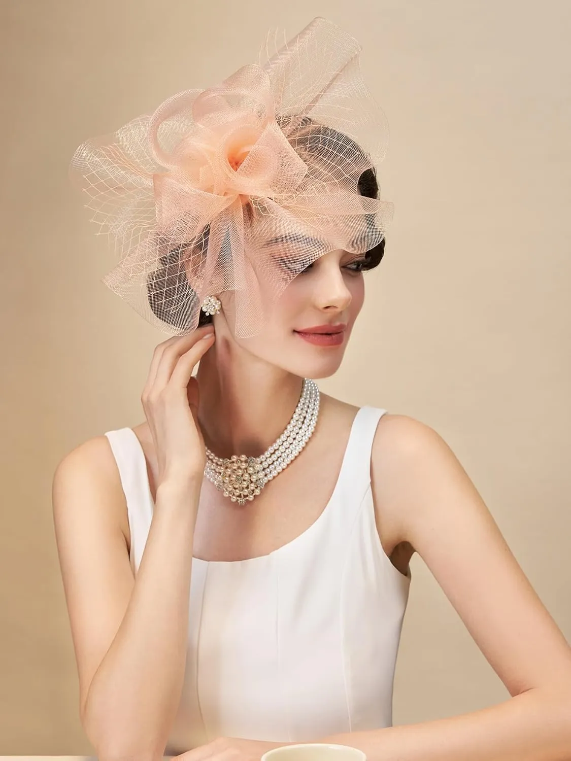 SWEETV Flower Fascinators Tea Party Hats for Women, Formal Headwear for Kentucky Derby, Cocktail, Wedding, Fancy Dress Party