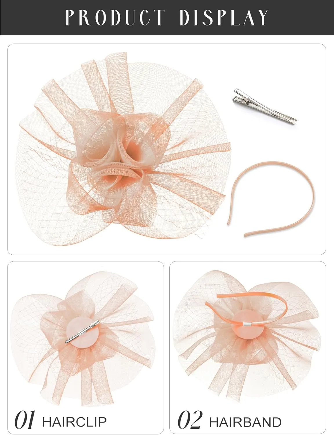SWEETV Flower Fascinators Tea Party Hats for Women, Formal Headwear for Kentucky Derby, Cocktail, Wedding, Fancy Dress Party