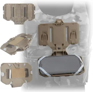 Tactical Vest Chest Rig Phone Holder,Molle Hands-Free Folded Phone Fixing Mount,Mobile Phone Board Plate Carrier Pouch,For Airsoft Hunting Paintball (Tan)