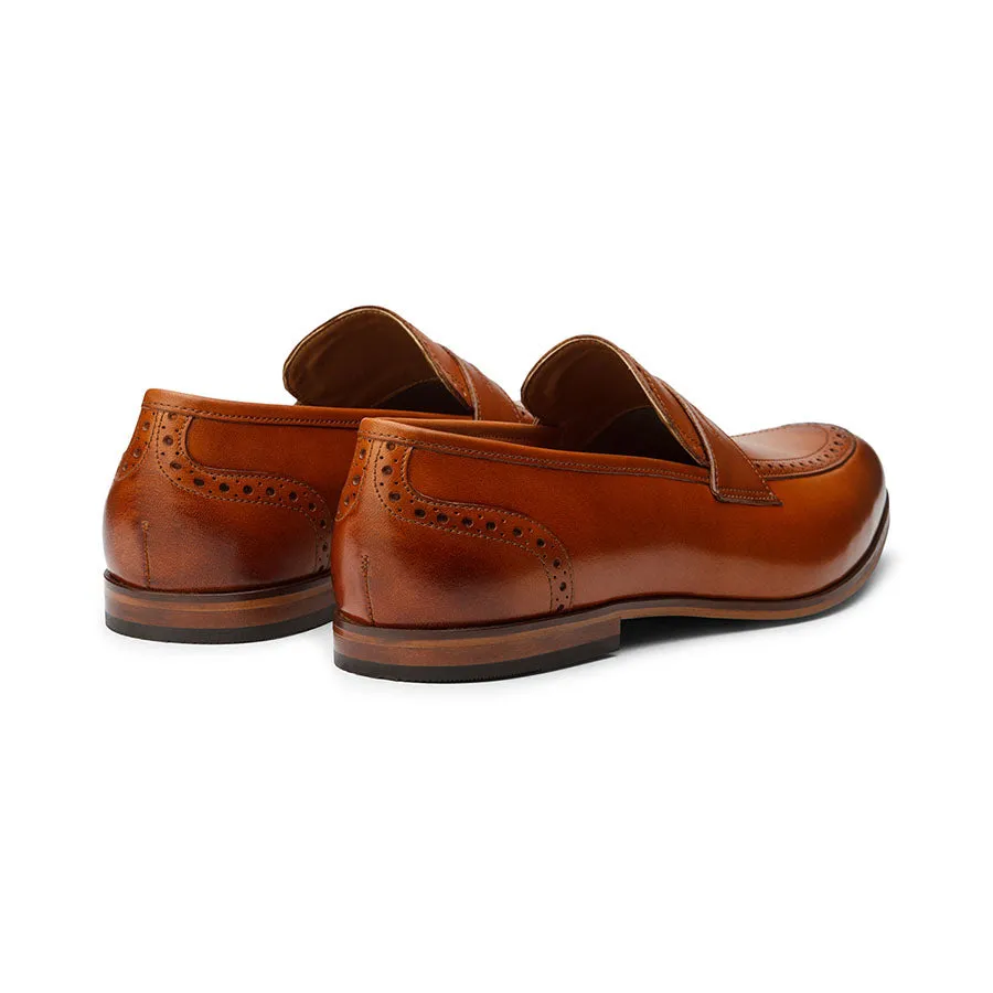 Tan Loafer with Punched Detail