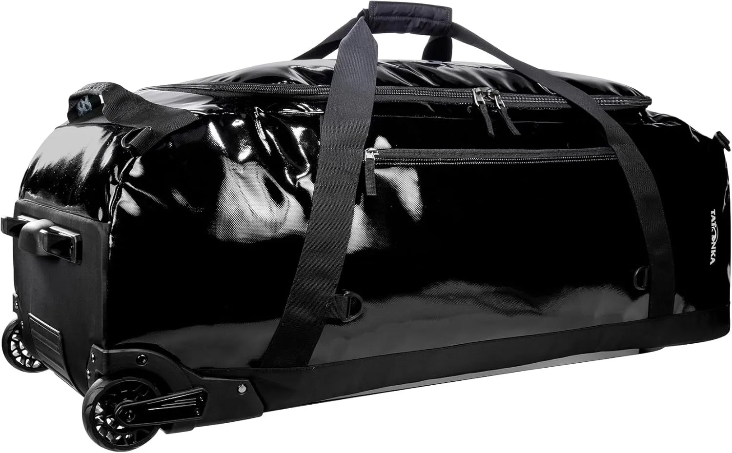 Tatonka Large Travel Bag with 135 L Volume and Wheels, Lockable Zip and Padded Base, Black, L