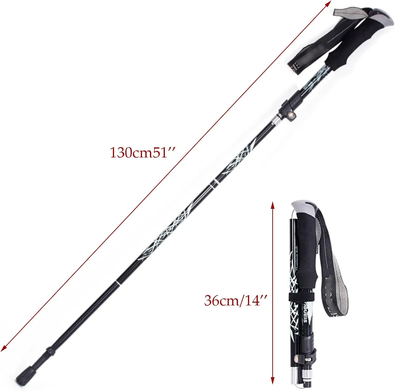 ThreeH 2 Pack Trekking Poles Collapsible Walking Stick Lightweight Folding Adjustable Walking Poles for Hiking Camping Travel