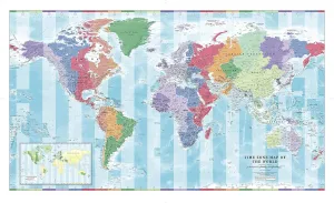 Time Zone Wall Map of The World - Large - 56.25" x 34.75" Paper