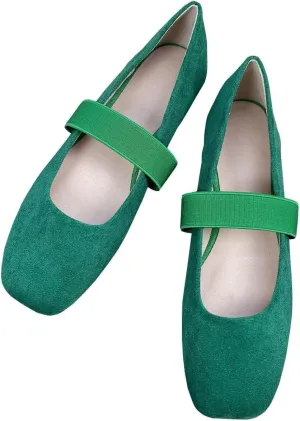 TN TANGNEST Ballet Flats for Women Soft Leather Ankle Buckle Flats Comfortable Square Toe Mary Jane Flats