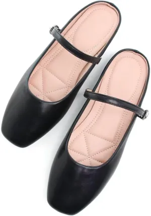 TN TANGNEST Flats for Women Elegant Square Toe Slip On Flats Soft One Line Strap Flats Retro Mary Jane Flat Shoes