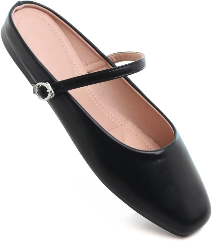 TN TANGNEST Flats for Women Elegant Square Toe Slip On Flats Soft One Line Strap Flats Retro Mary Jane Flat Shoes