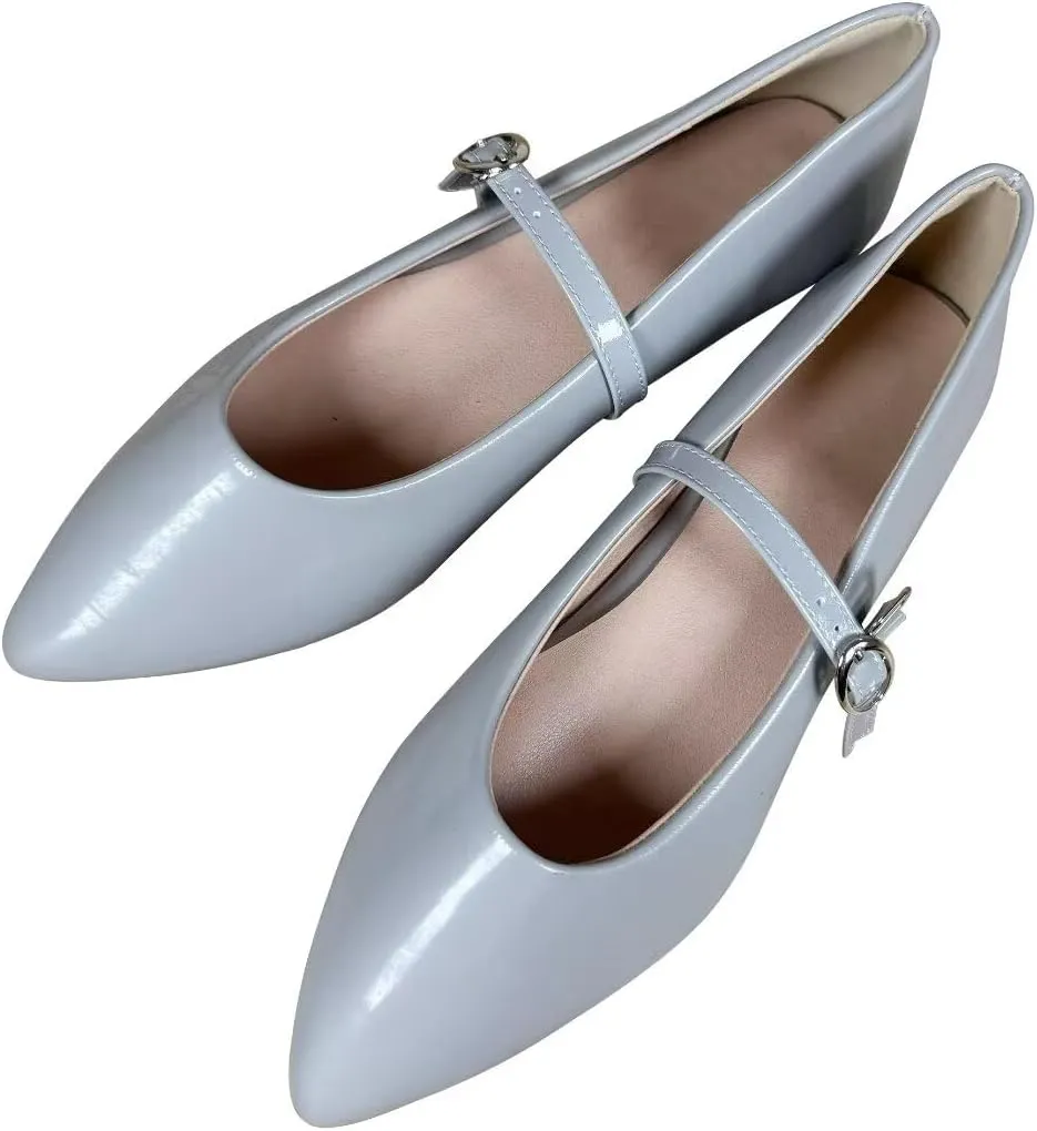TN TANGNEST Leather Flats for Women Comfortable Pointy Toe Slip On Flats Soft Work Flats Retro Mary Jane Flats