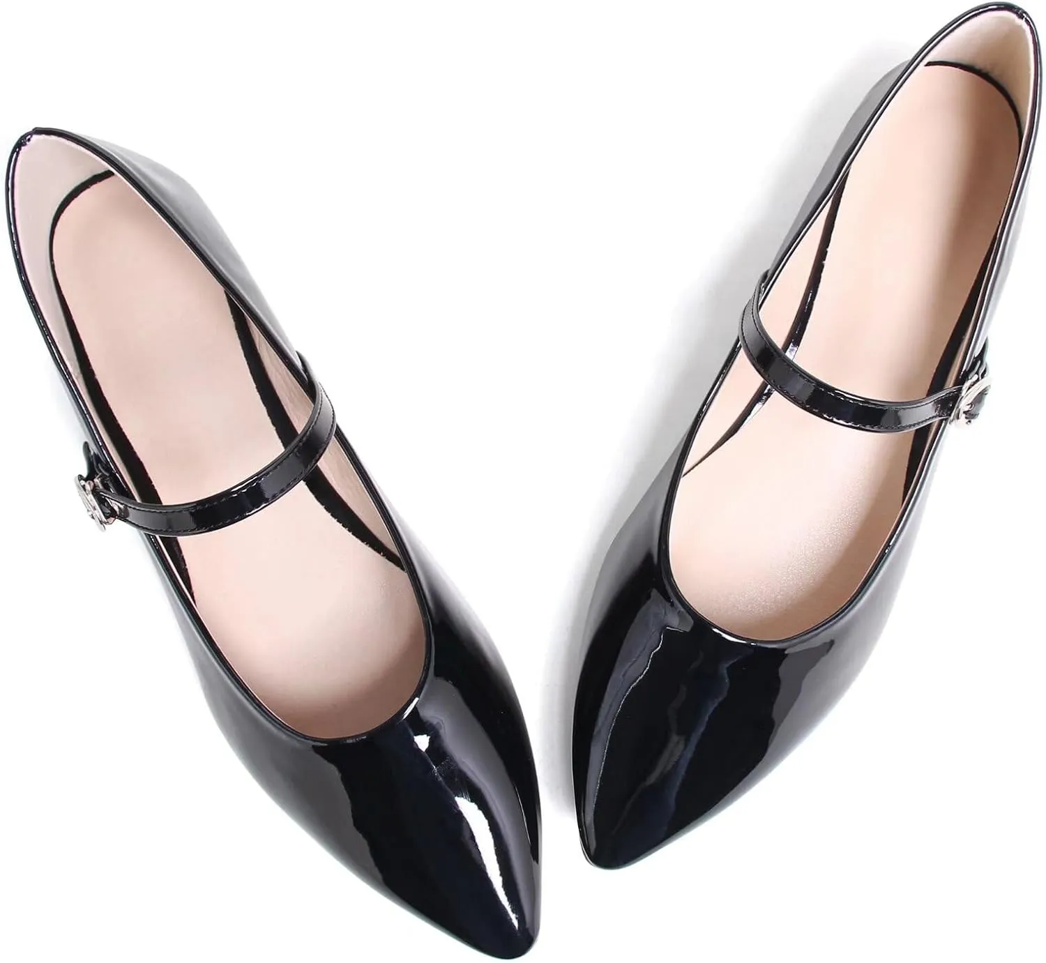 TN TANGNEST Leather Flats for Women Comfortable Pointy Toe Slip On Flats Soft Work Flats Retro Mary Jane Flats