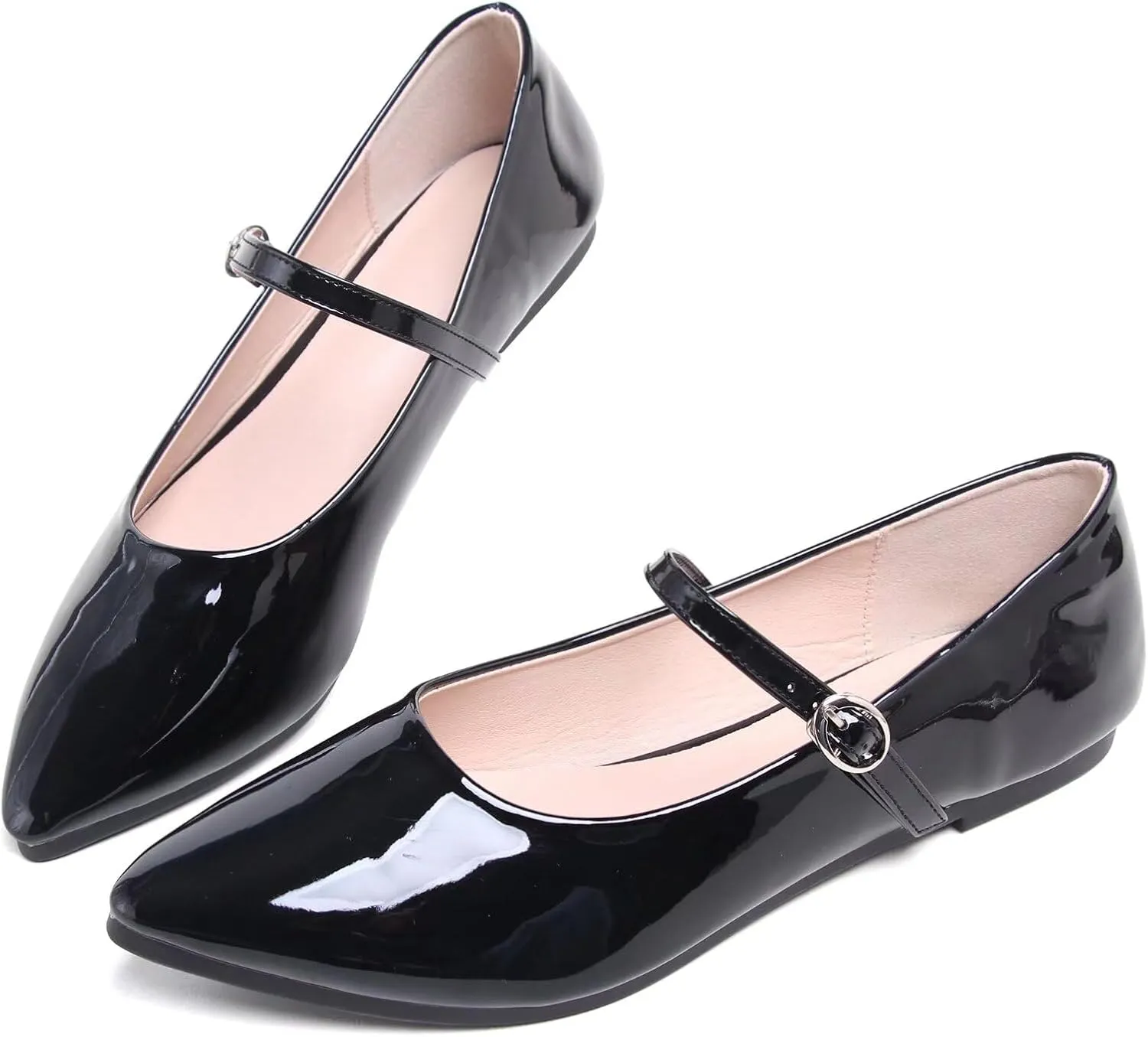 TN TANGNEST Leather Flats for Women Comfortable Pointy Toe Slip On Flats Soft Work Flats Retro Mary Jane Flats