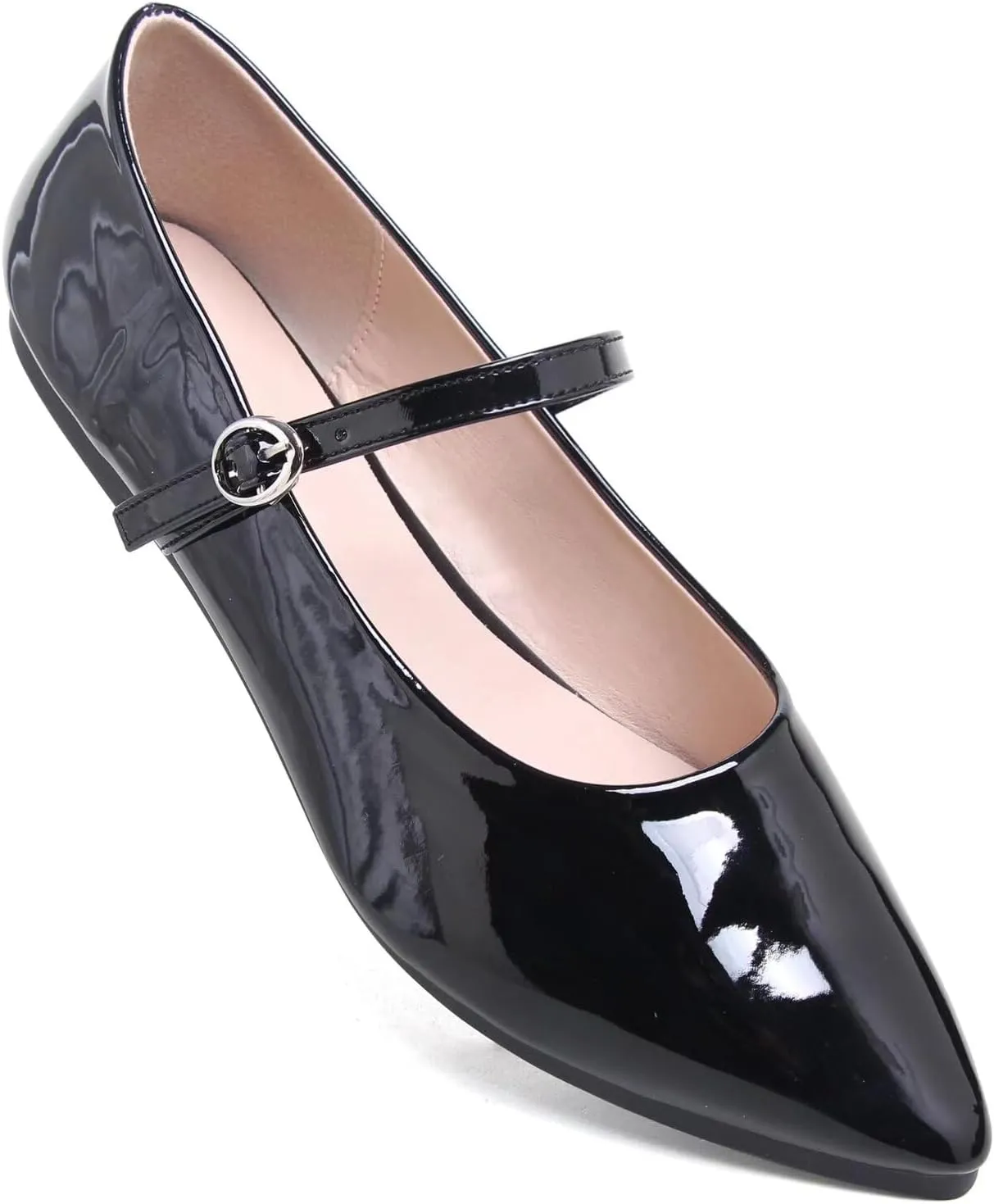 TN TANGNEST Leather Flats for Women Comfortable Pointy Toe Slip On Flats Soft Work Flats Retro Mary Jane Flats