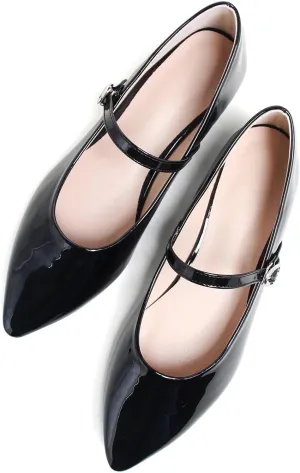 TN TANGNEST Leather Flats for Women Comfortable Pointy Toe Slip On Flats Soft Work Flats Retro Mary Jane Flats