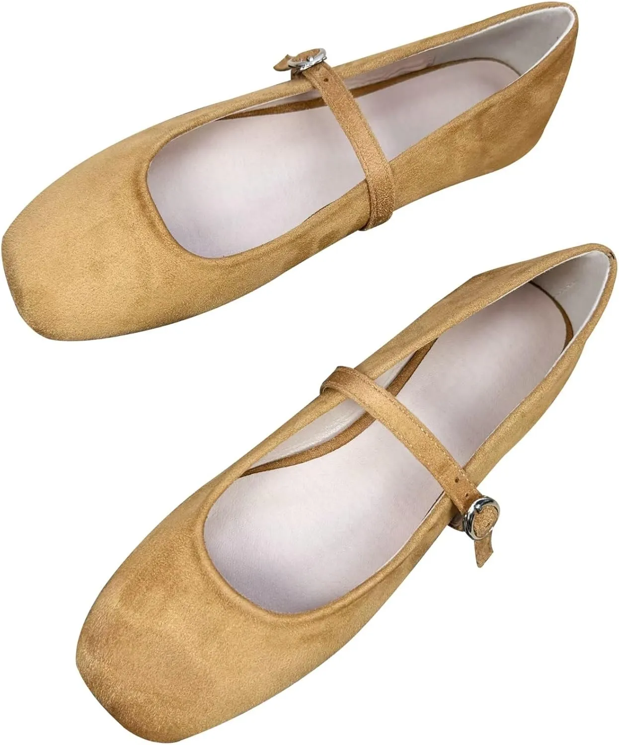 TN TANGNEST Women's Leather Flats Comfortable Square Toe Dress Flats Retro Soft Mary Jane Flats