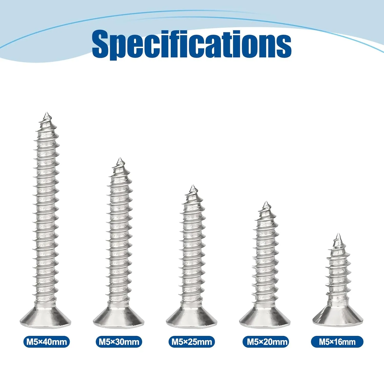 Torx/Star Drive Flat Head Self Tapping Screws, M5×40mm, 100 Pcs, 18-8 (304) Stainless Steel Wood Screws, Used for Wood, Plastic and Soft Metal, 1 Pcs T25 Star Bit Included