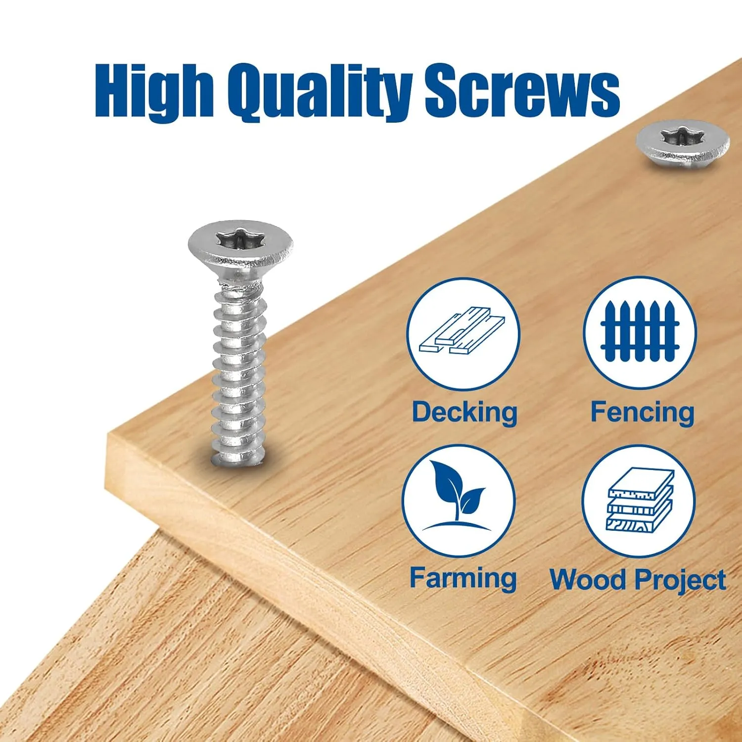 Torx/Star Drive Flat Head Self Tapping Screws, M5×40mm, 100 Pcs, 18-8 (304) Stainless Steel Wood Screws, Used for Wood, Plastic and Soft Metal, 1 Pcs T25 Star Bit Included
