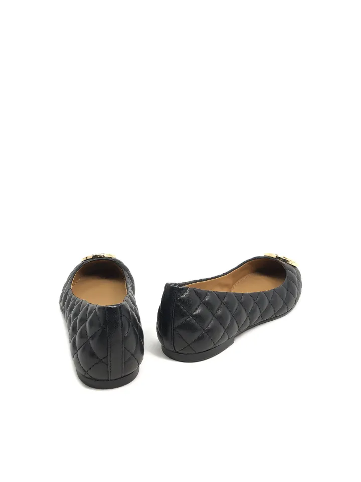 Tory Burch 64092 Benton 2 Quilted Ballet Flat Nappa Leather Perfect Black