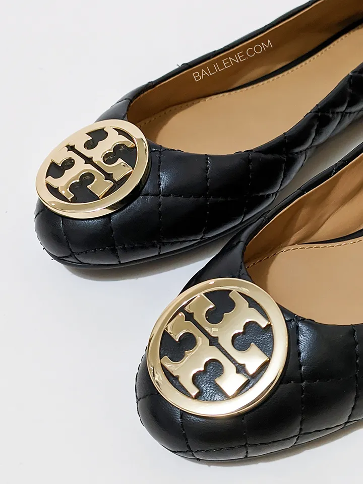 Tory Burch 64092 Benton 2 Quilted Ballet Flat Nappa Leather Perfect Black
