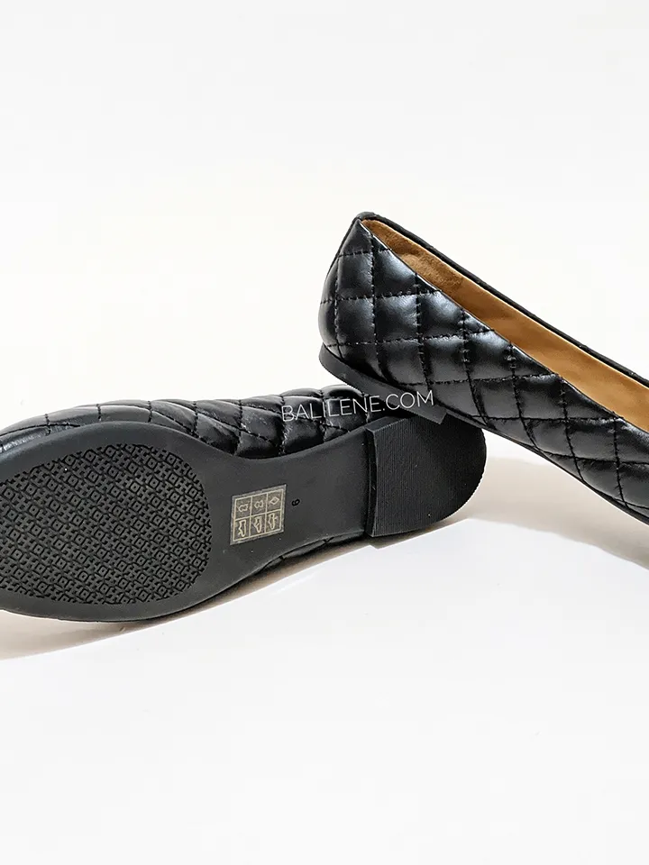 Tory Burch 64092 Benton 2 Quilted Ballet Flat Nappa Leather Perfect Black