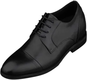 TOTO Men's Invisible Height Increasing Elevator Shoes - Black Premium Leather Lace-up Micro-Perforated Formal Derby Oxfords - 2.8 Inches Taller - K9277- Size 10 D(M) US