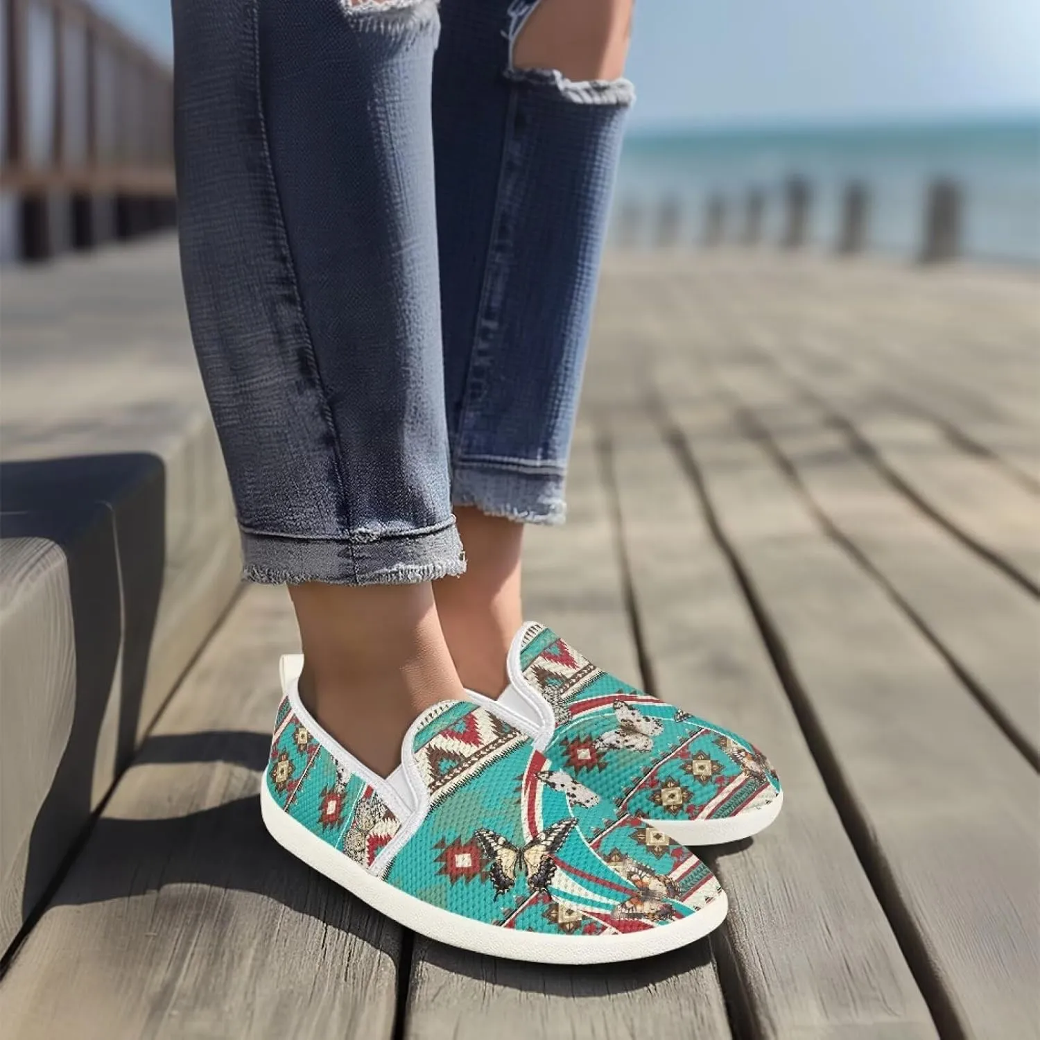 Trendy Womens Flats Shoes Ethnic Style Casual Shoes for Women Slip On Shoes