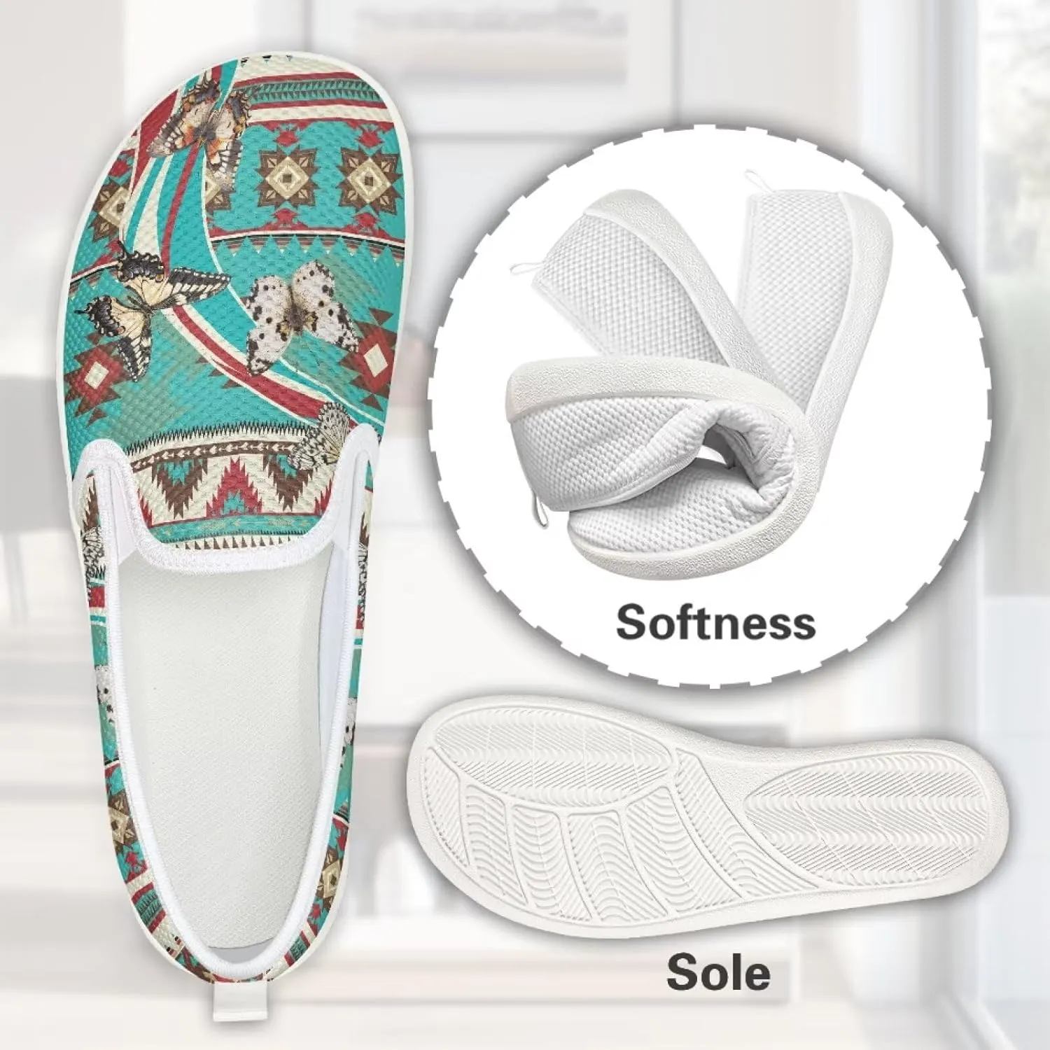 Trendy Womens Flats Shoes Ethnic Style Casual Shoes for Women Slip On Shoes