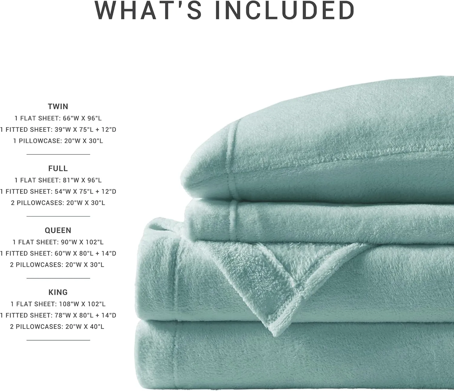 True North by Sleep Philosophy Plush Sheet Set King, Solid Color, Warm & Soft Bedding King Size Sheets, Fitted Pocket Fits Up to 16" Mattress, Soloft, King, Aqua, 4 Piece