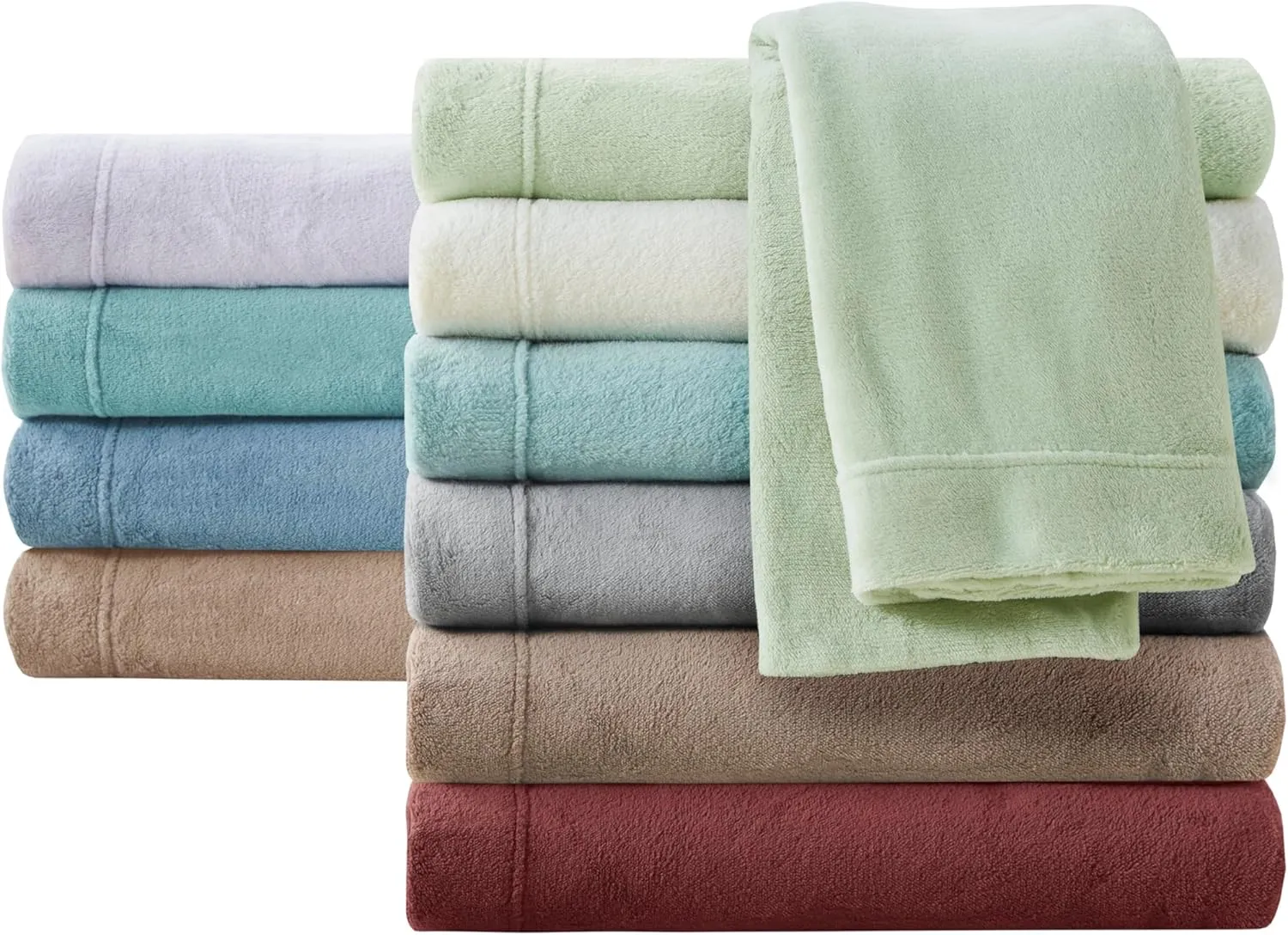 True North by Sleep Philosophy Plush Sheet Set King, Solid Color, Warm & Soft Bedding King Size Sheets, Fitted Pocket Fits Up to 16" Mattress, Soloft, King, Aqua, 4 Piece