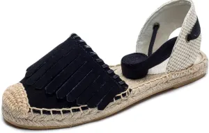 U-lite Women's Espadrille FLat Sandals Closed Toe Ankle Wrap,Classic Lace Up Summer Dressy Flat Shoes
